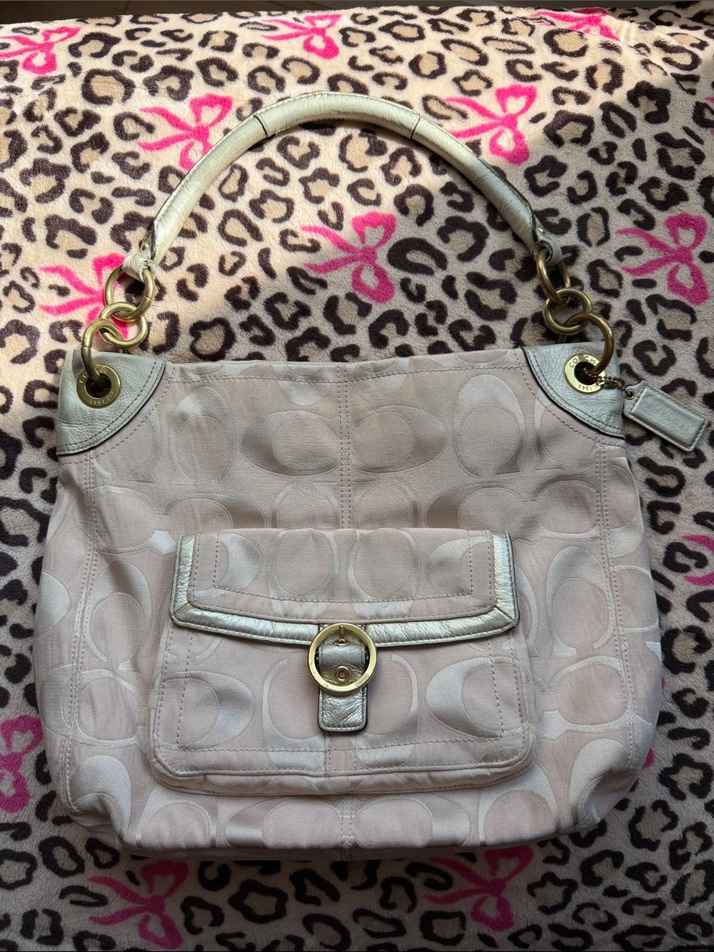 Coach Pink Canvas Shoulder Bag